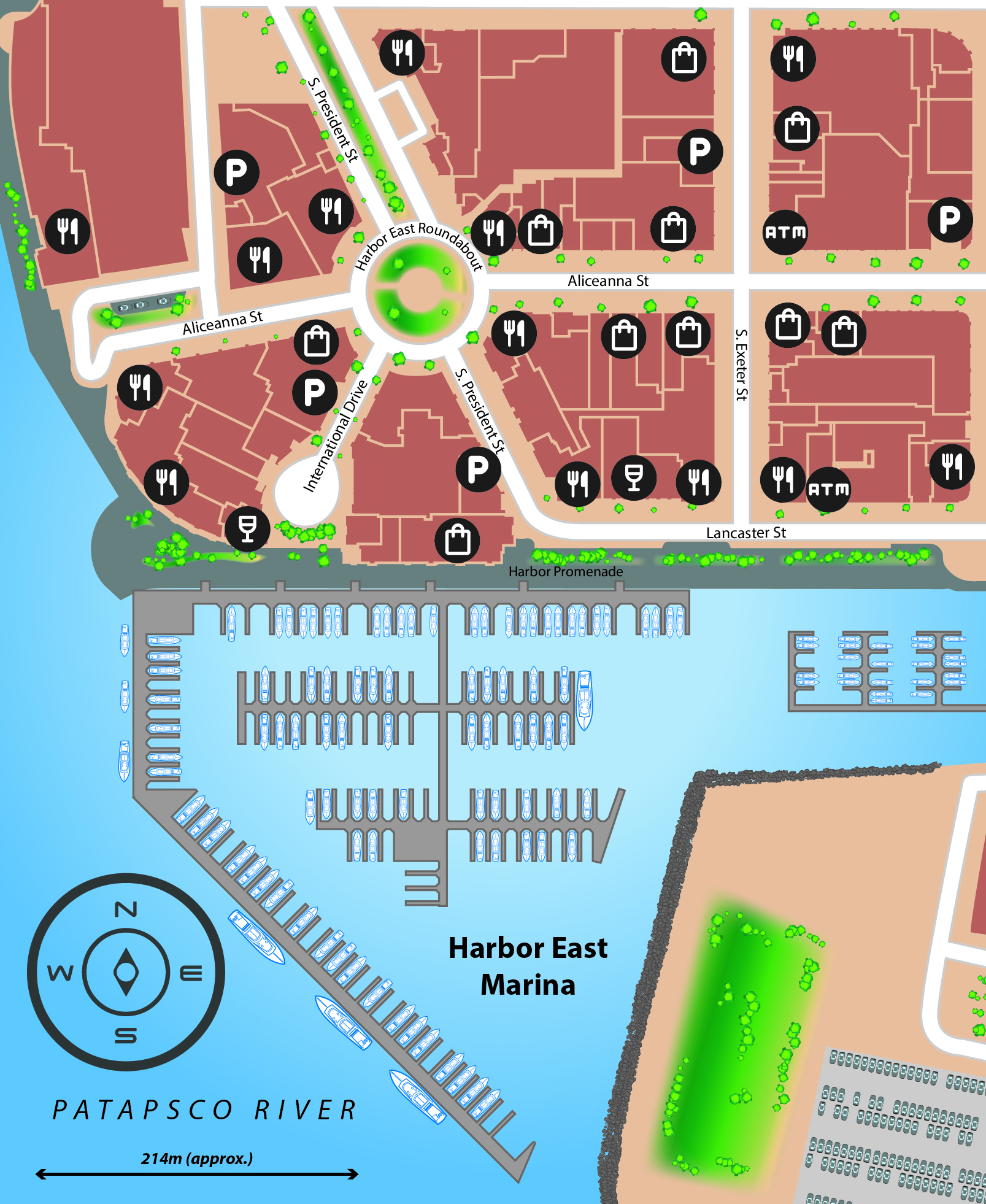 Marina map of Harbor East Marina in Maryland, USA