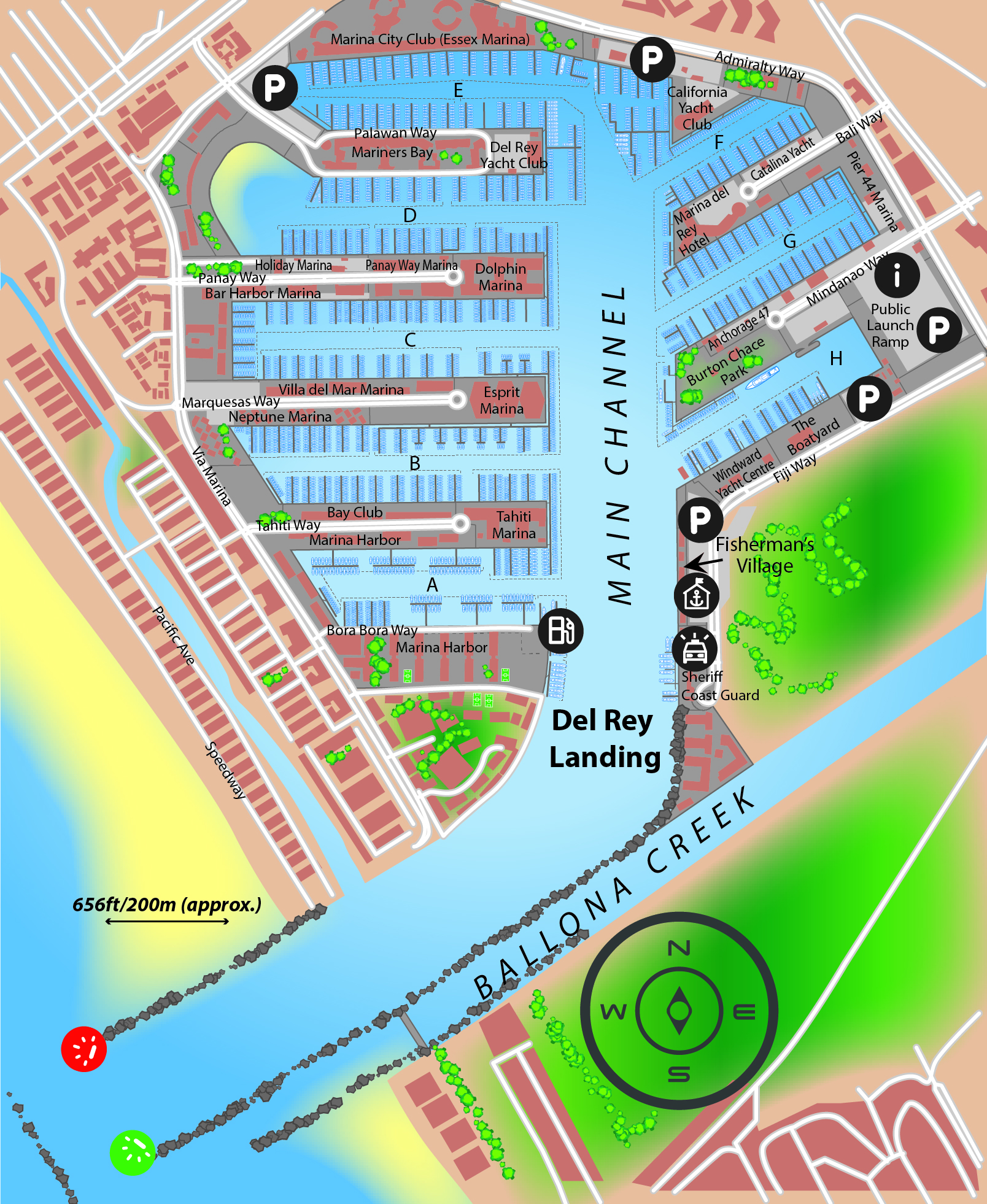 Marina map of Del Rey Landing in California, USA