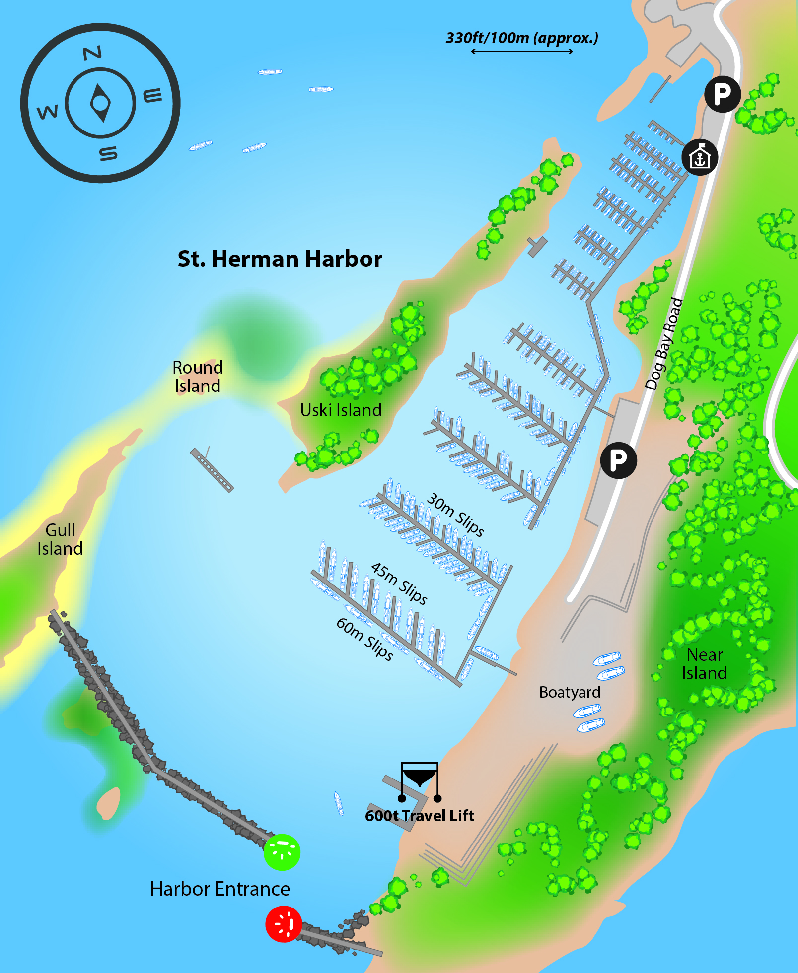 Marina map of St Herman Harbor in Alaska, USA