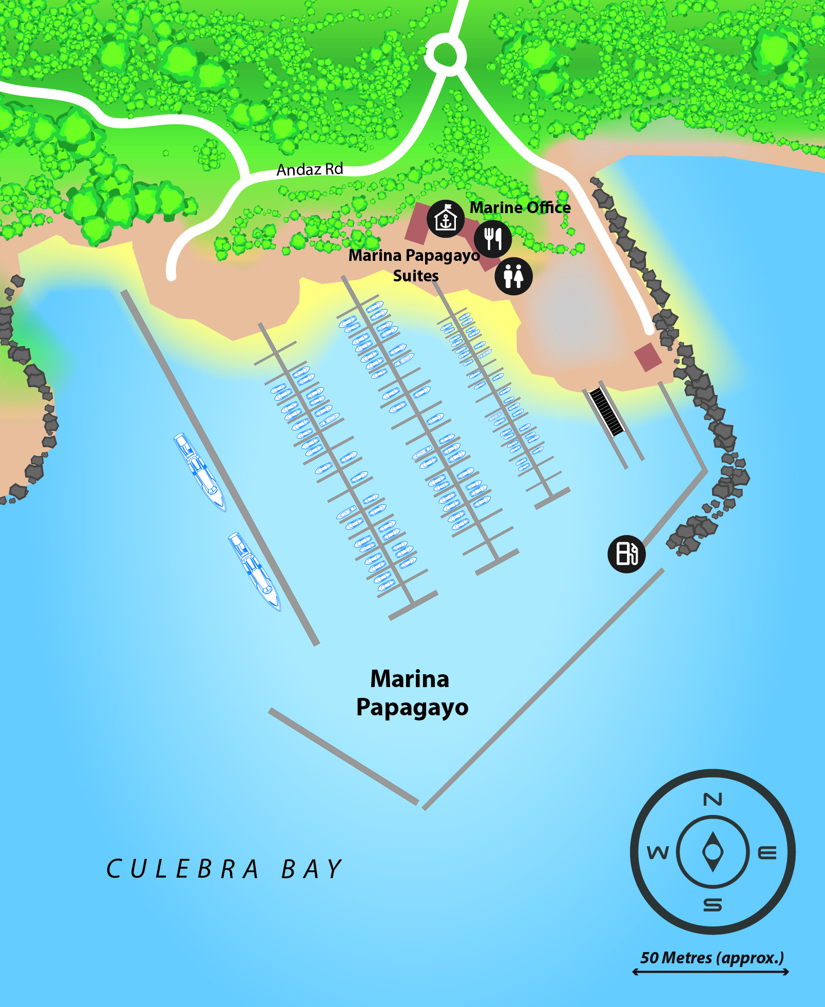 Marina map of Marina Papagayo in Guanacaste, Costa Rica