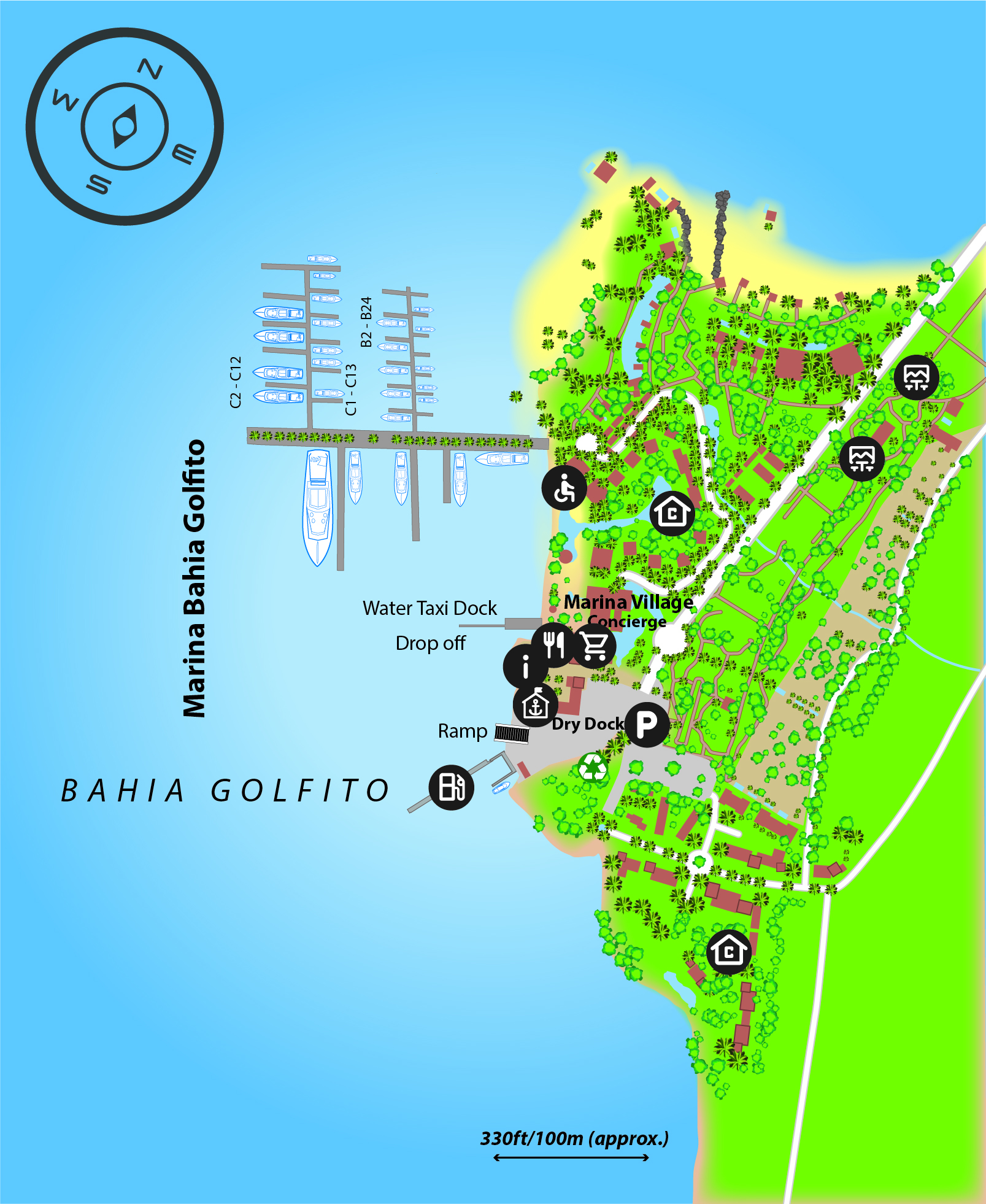 Marina map of Marina Bahia Golfito in Puntarenas Province, Costa Rica