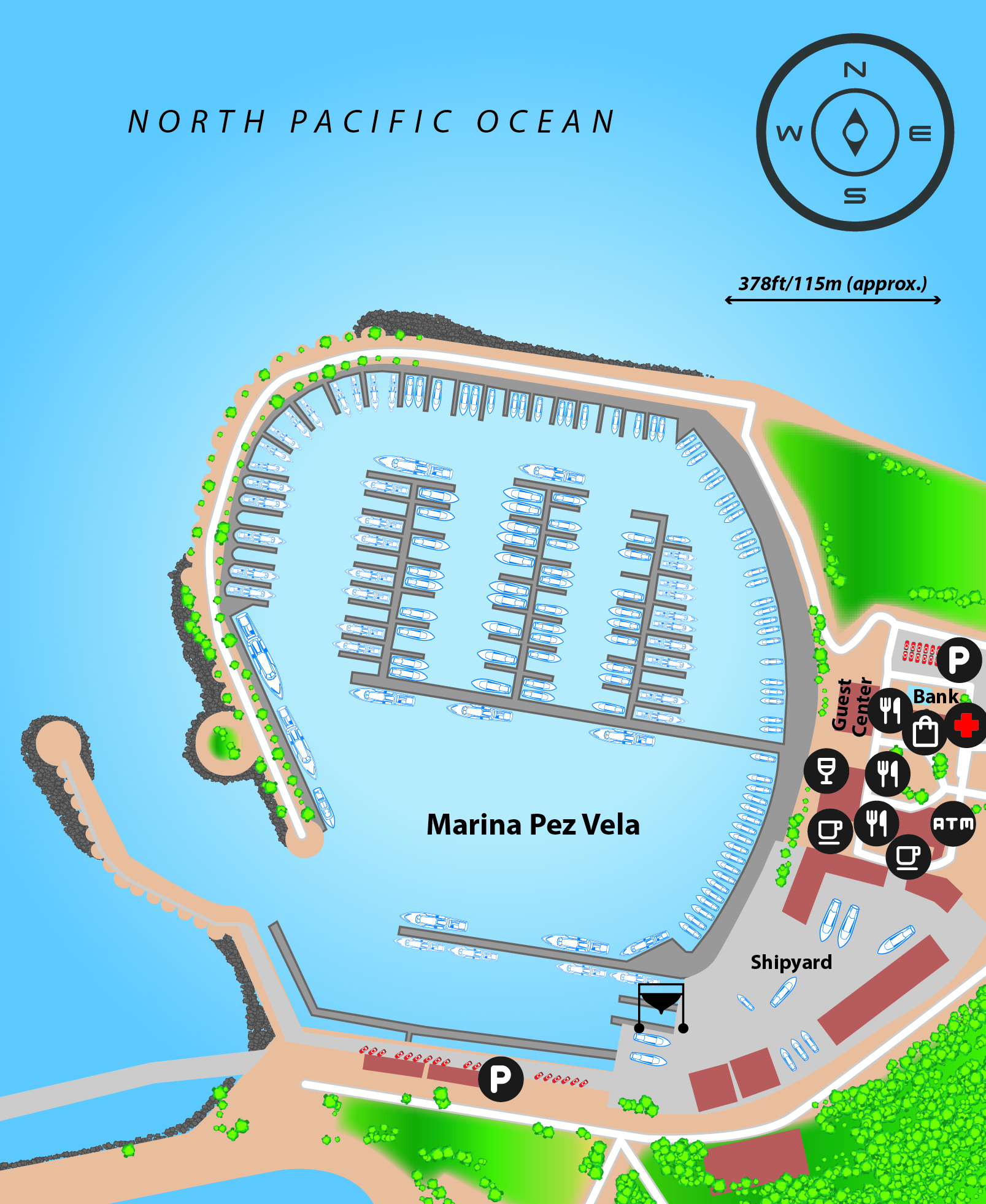 Marina map of Marina Pez Vela in Puntarenas Province, Costa Rica
