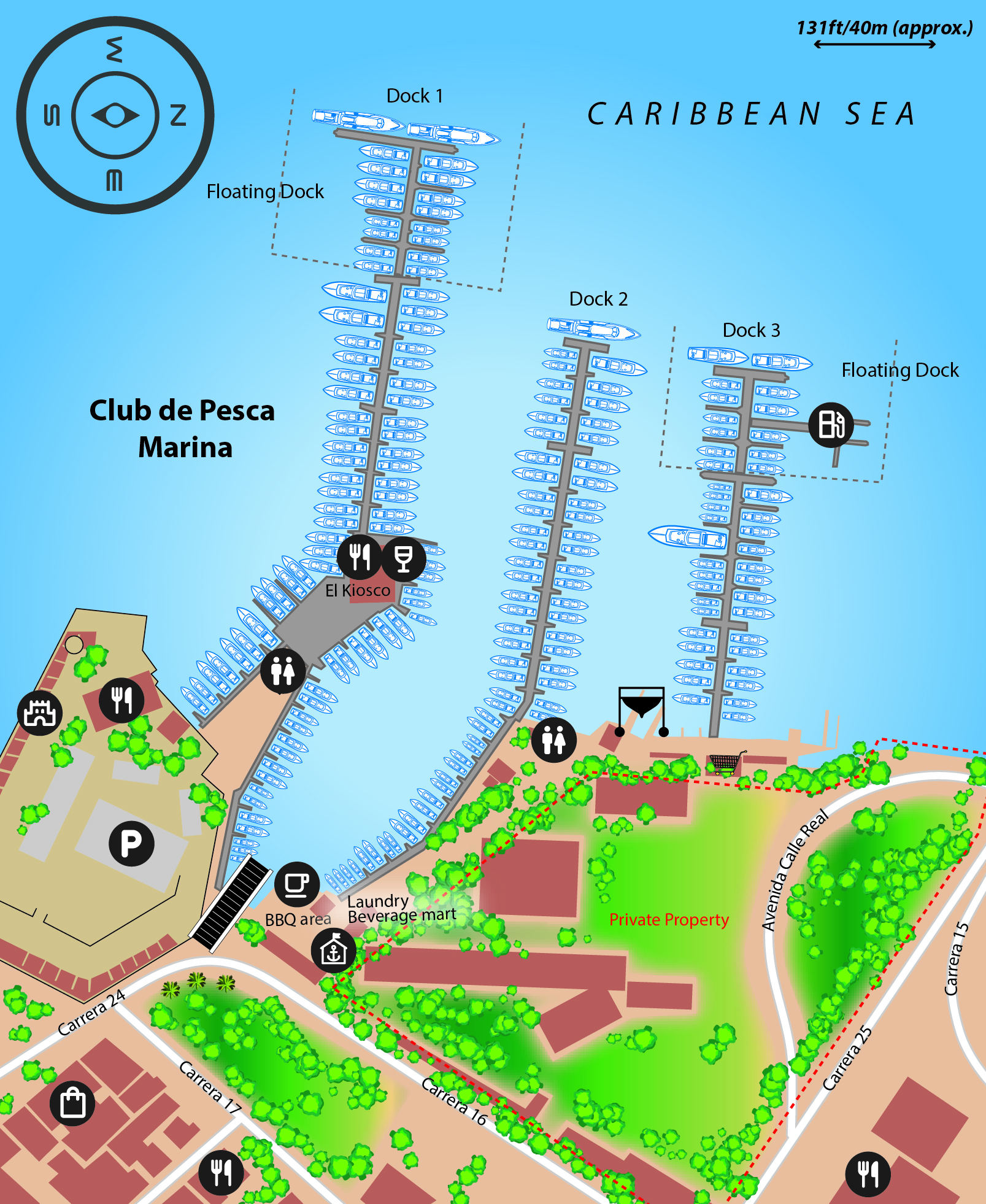 Marina map of Club de Pesca Marina in Bolívar, Colombia
