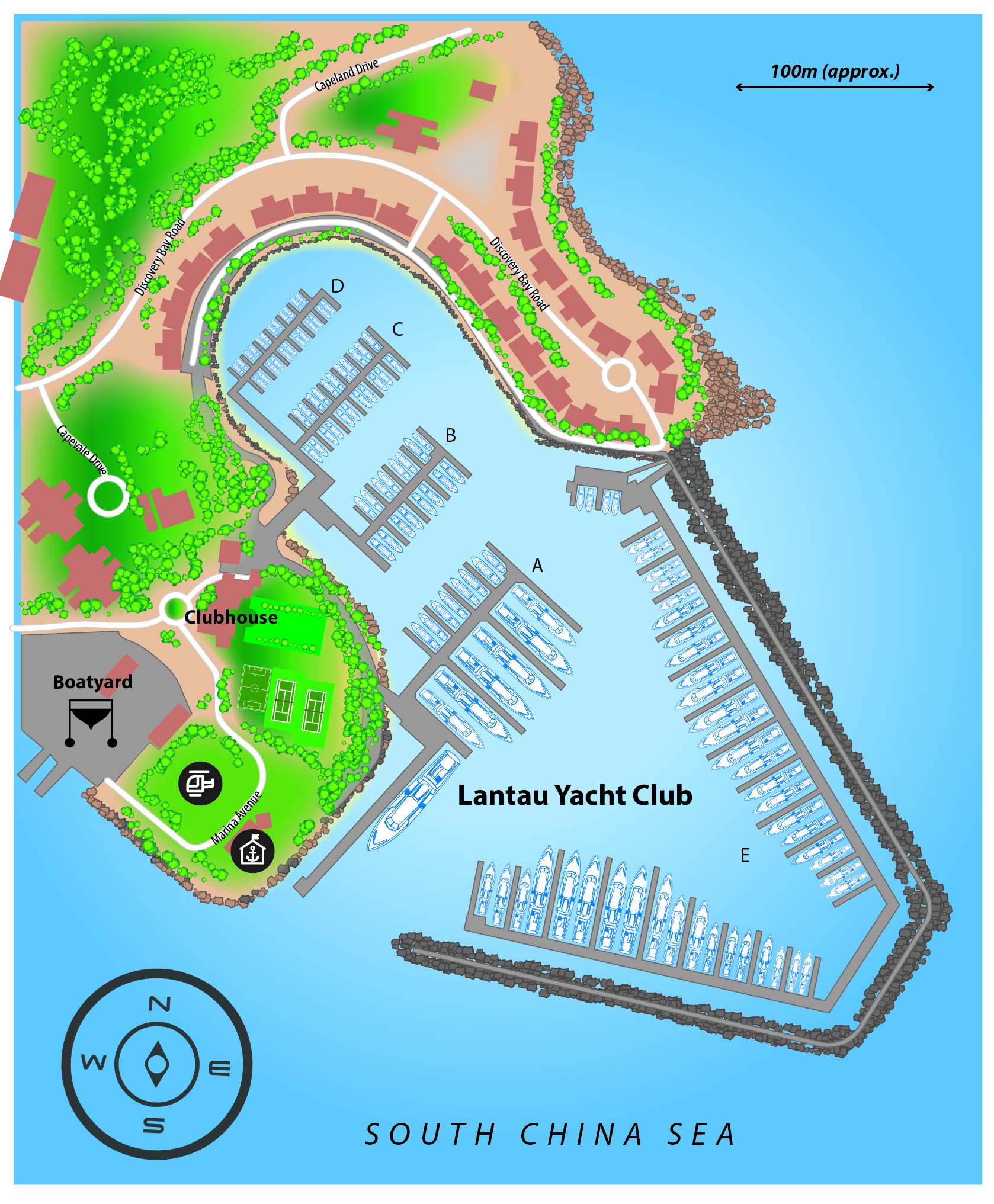 Marina map of Lantau Yacht Club in New Territories, Hong Kong