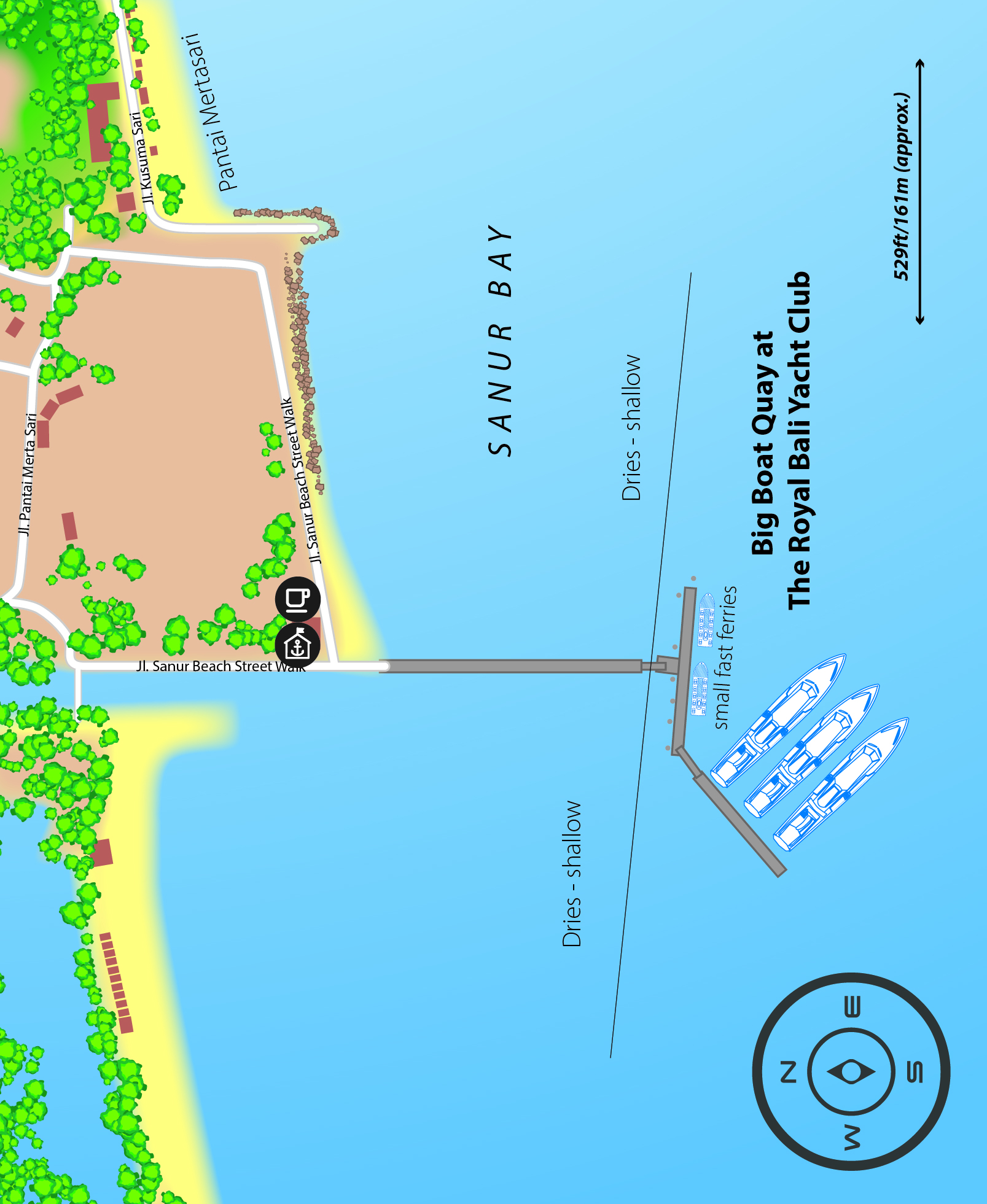 Marina map of Big Boat Quay in Bali, Indonesia