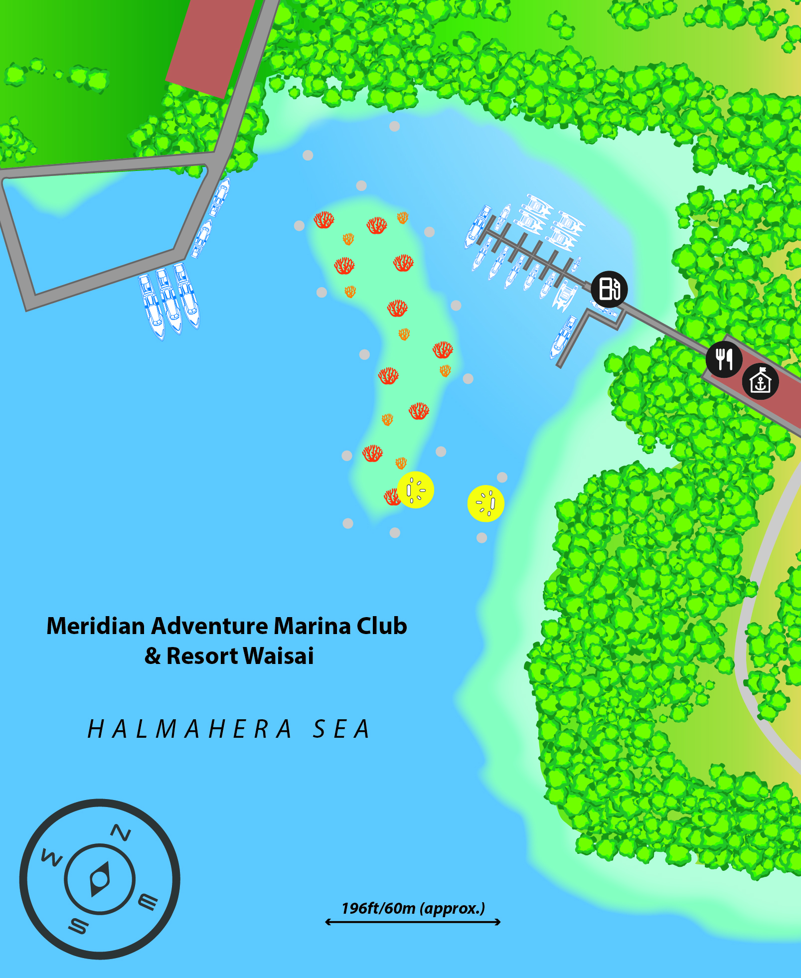 Marina map of Meridian Adventure Marina Club in Southwest�Papua, Indonesia