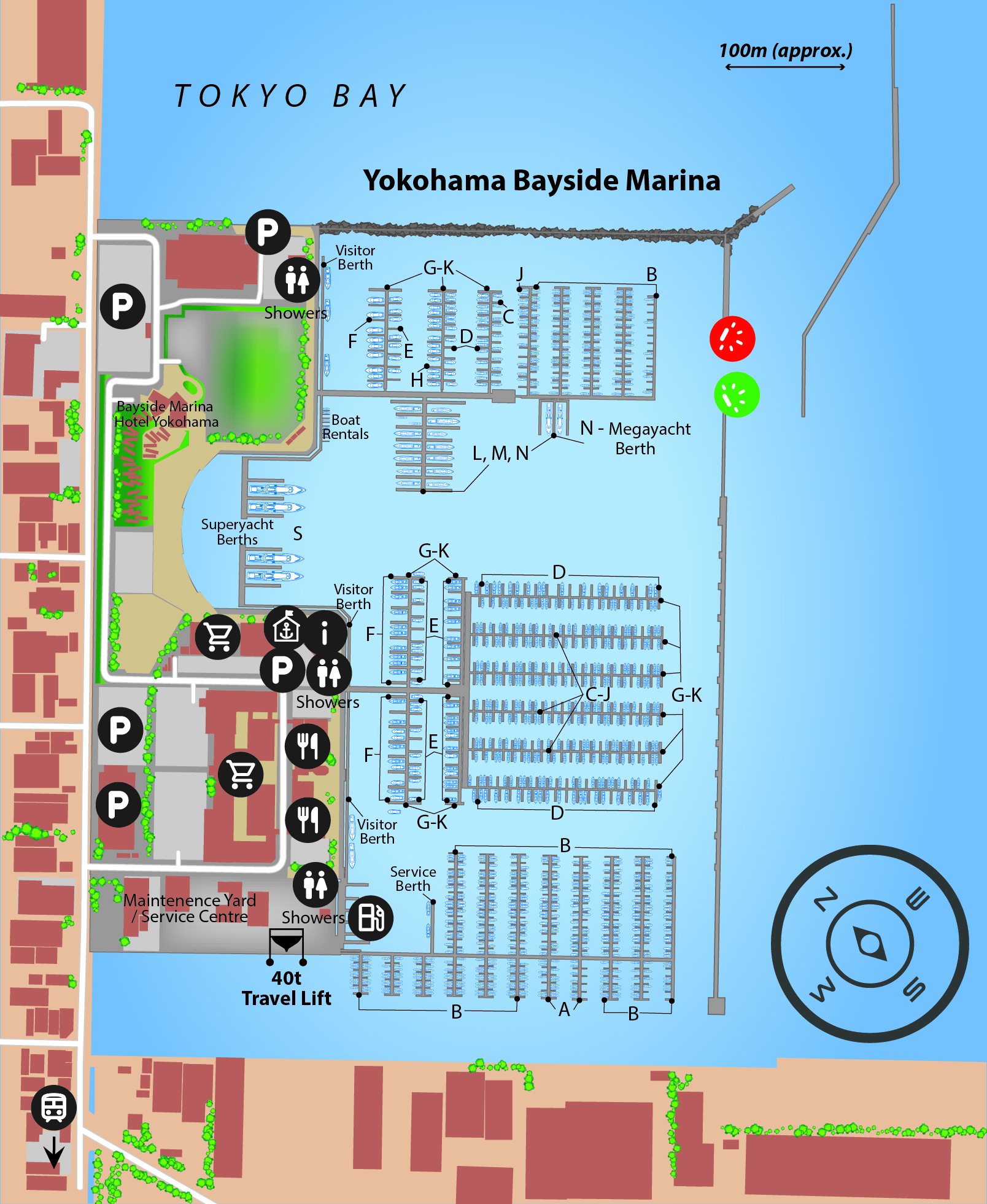 Marina map of Yokohama Bayside Marina in Kanagawa Prefecture, Japan