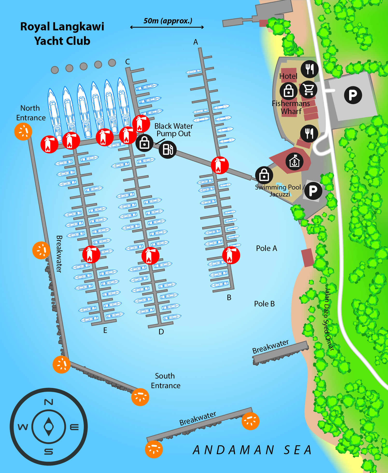 Marina map of Royal Langkawi Yacht Club in Kedah, Malaysia