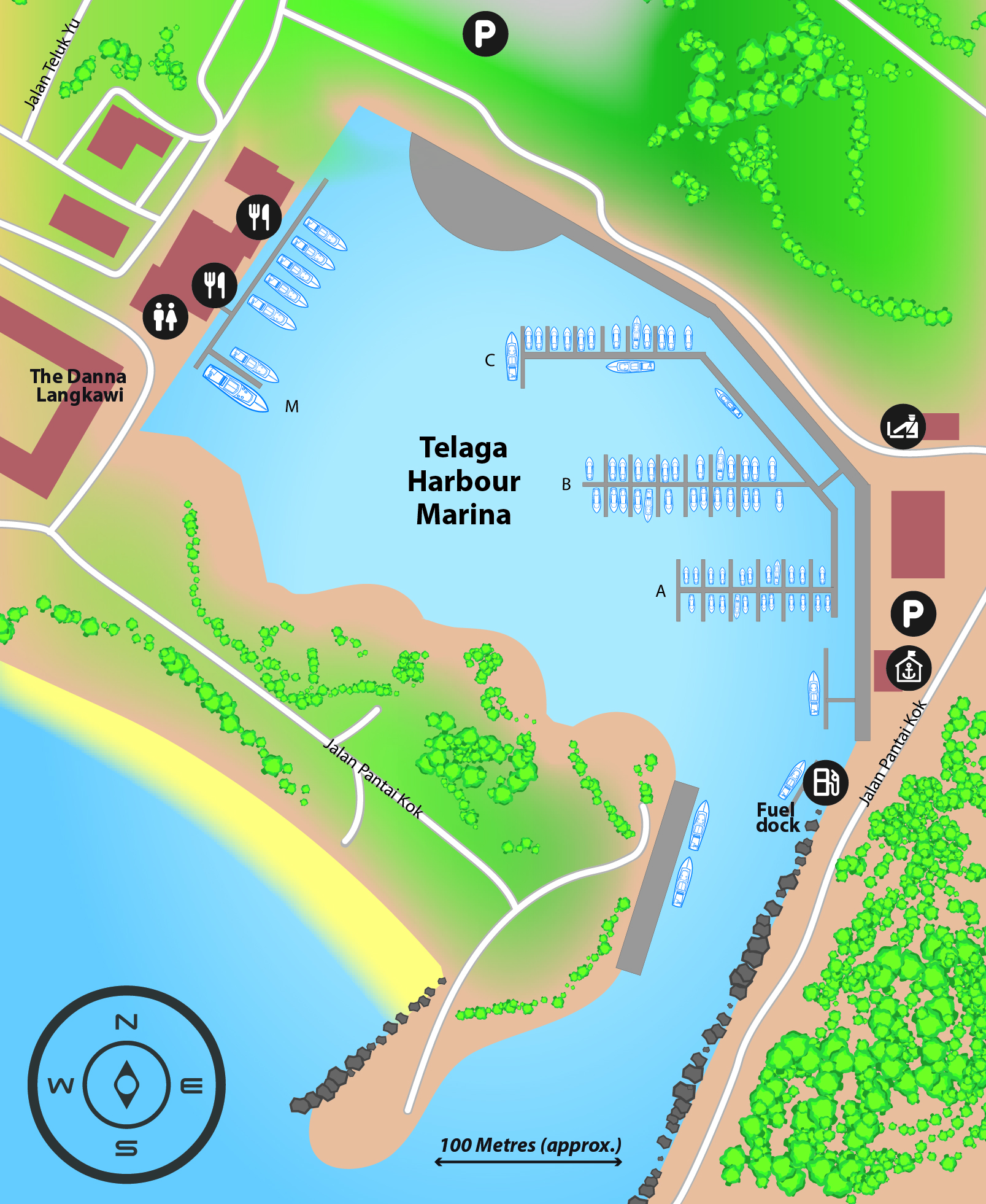 Marina map of Telaga Harbour Marina in Kedah Darul Aman, Malaysia