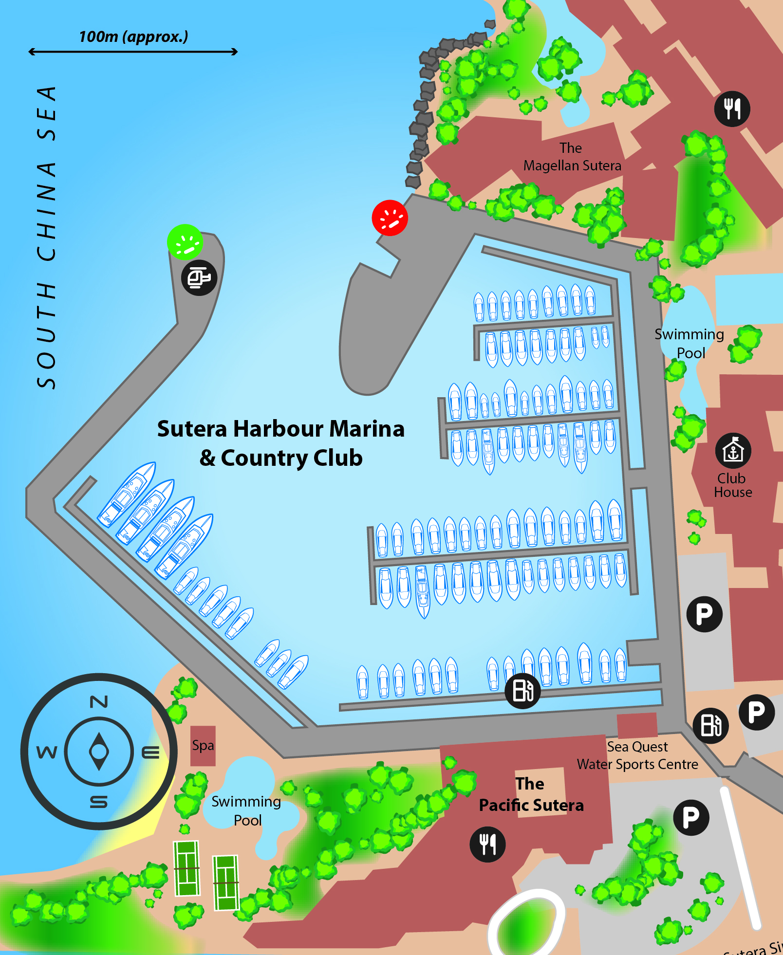 Marina map of Sutera Harbour Marina and Country Club in Sabah, Malaysia