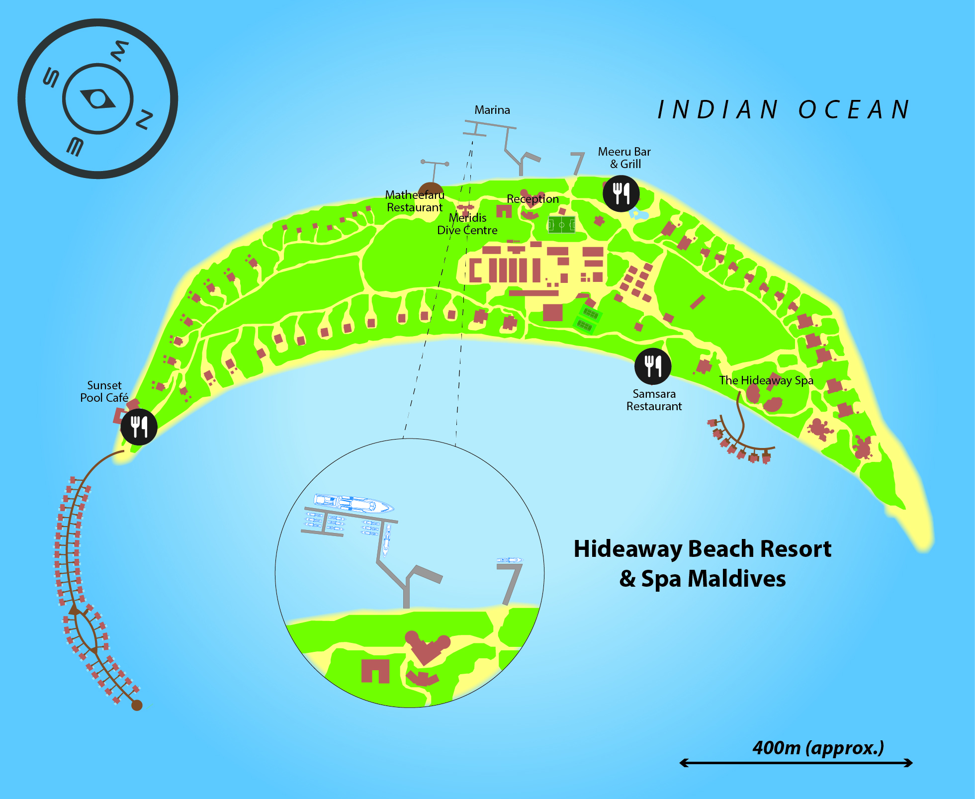 Marina map of Hideaway Beach Resort & Spa Maldives in Haa Alifu Atoll, Maldives