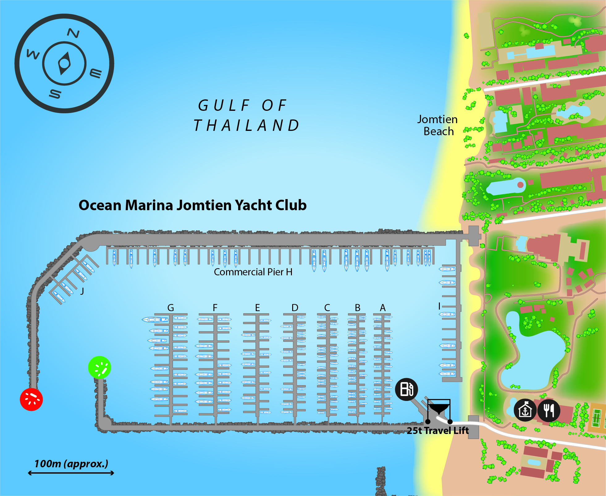 Marina map of Ocean Marina Jomtien Yacht Club in Chon Buri, Thailand
