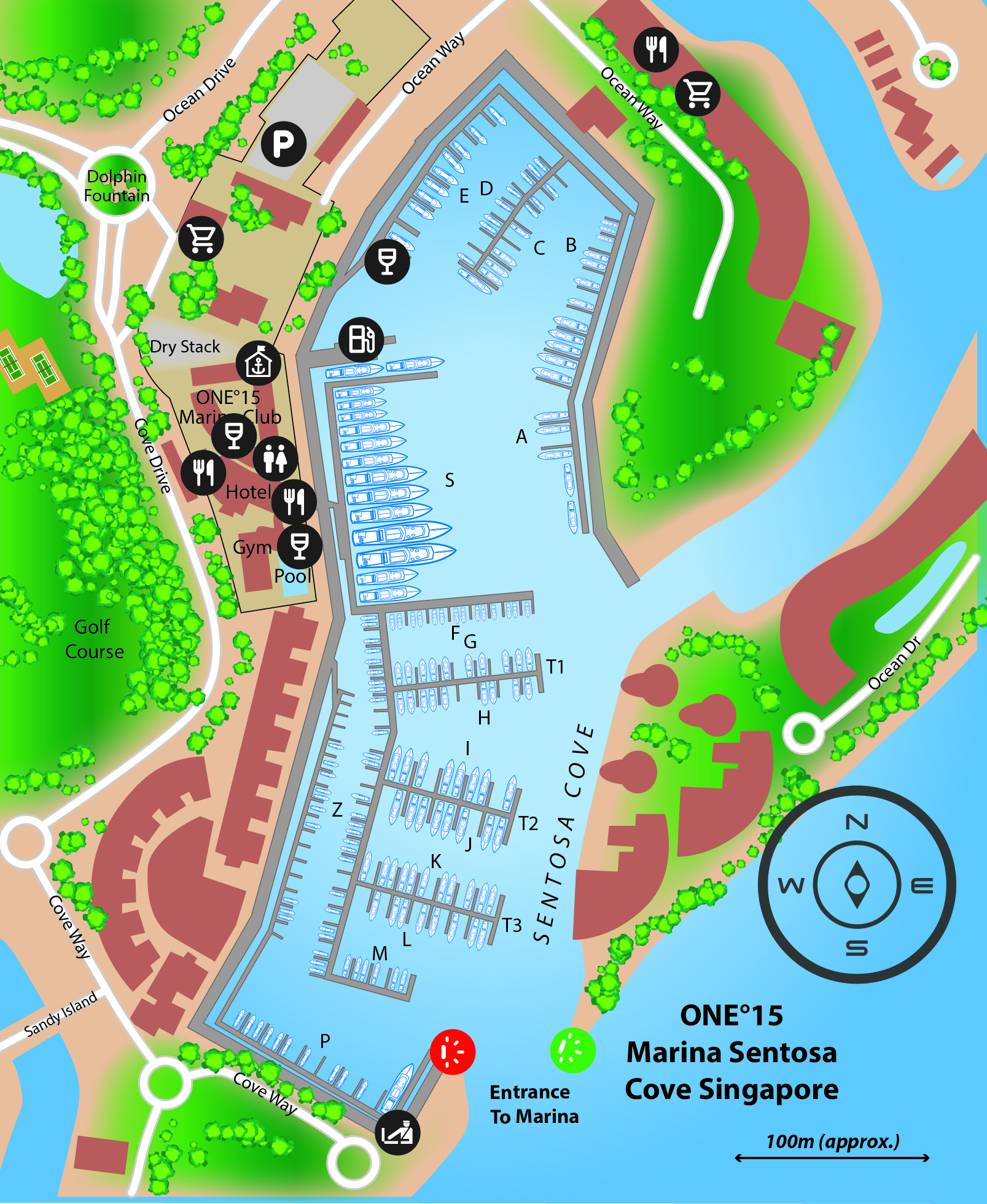 Marina map of ONE°15 Marina Sentosa Cove in Singapore