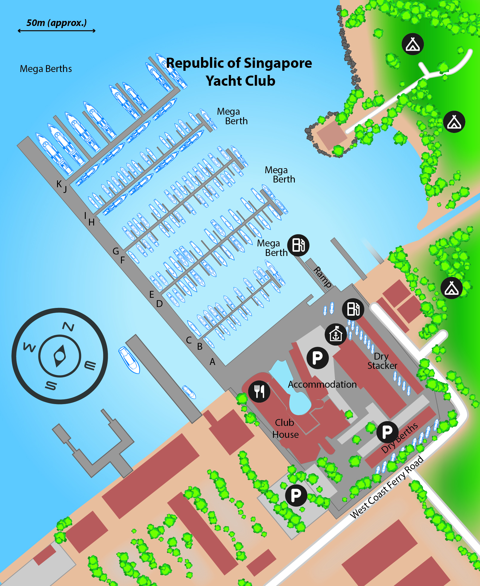 Marina map of Republic of Singapore Yacht Club in Singapore