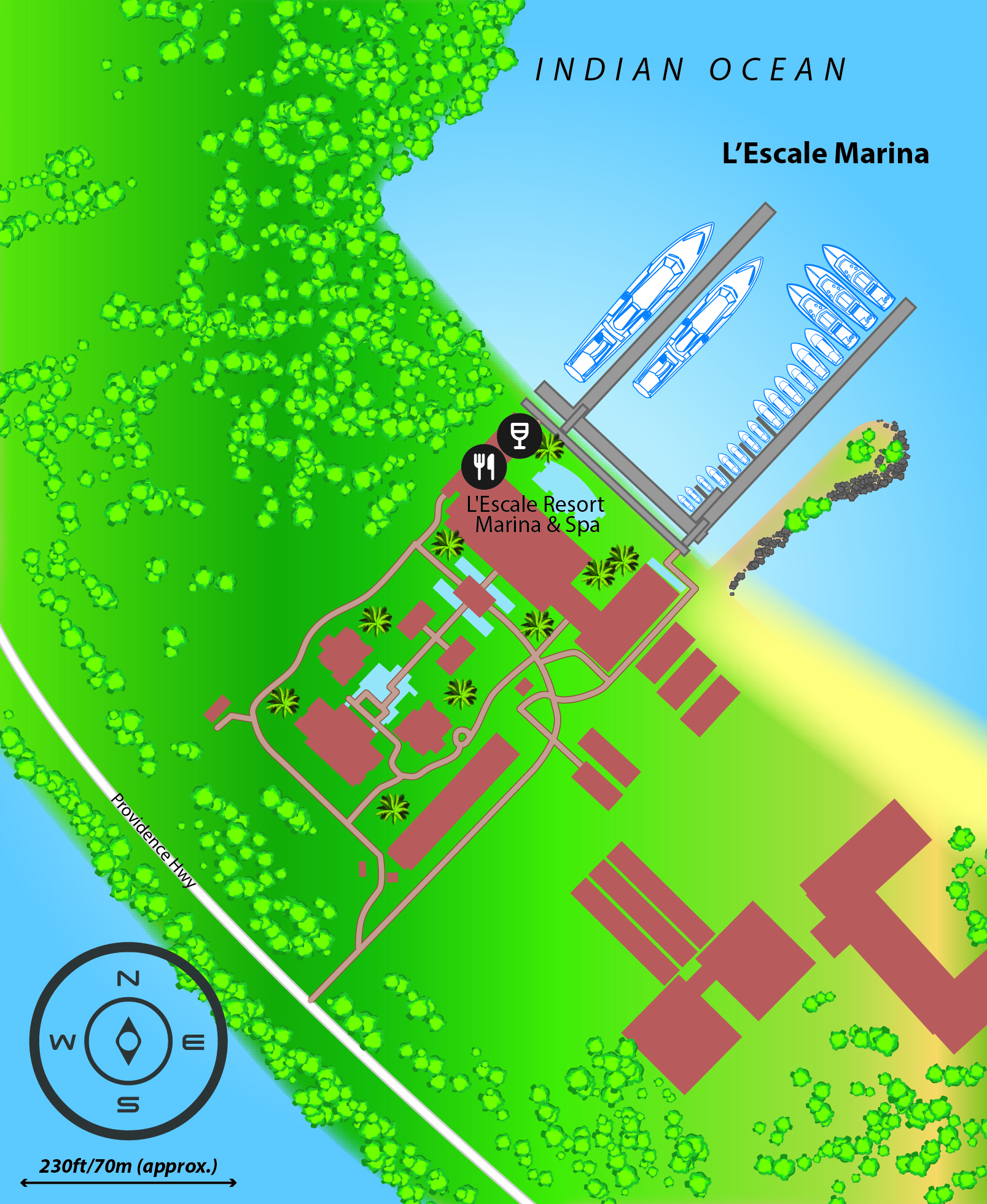 Marina map of L'Escale Resort Marina & Spa in Mahe, Seychelles