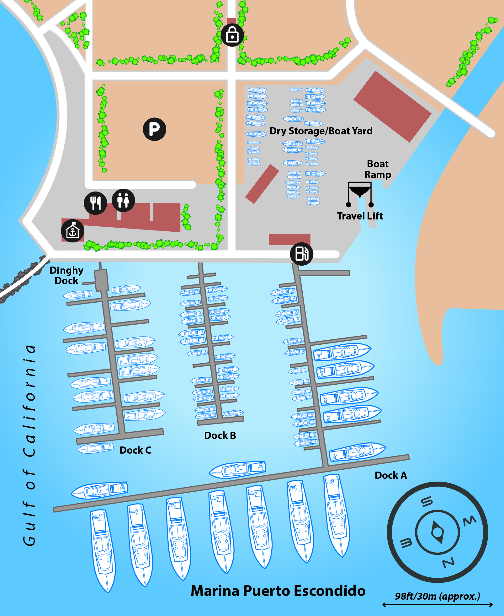 Marina map of Marina Puerto Escondido in Baja California, Mexico