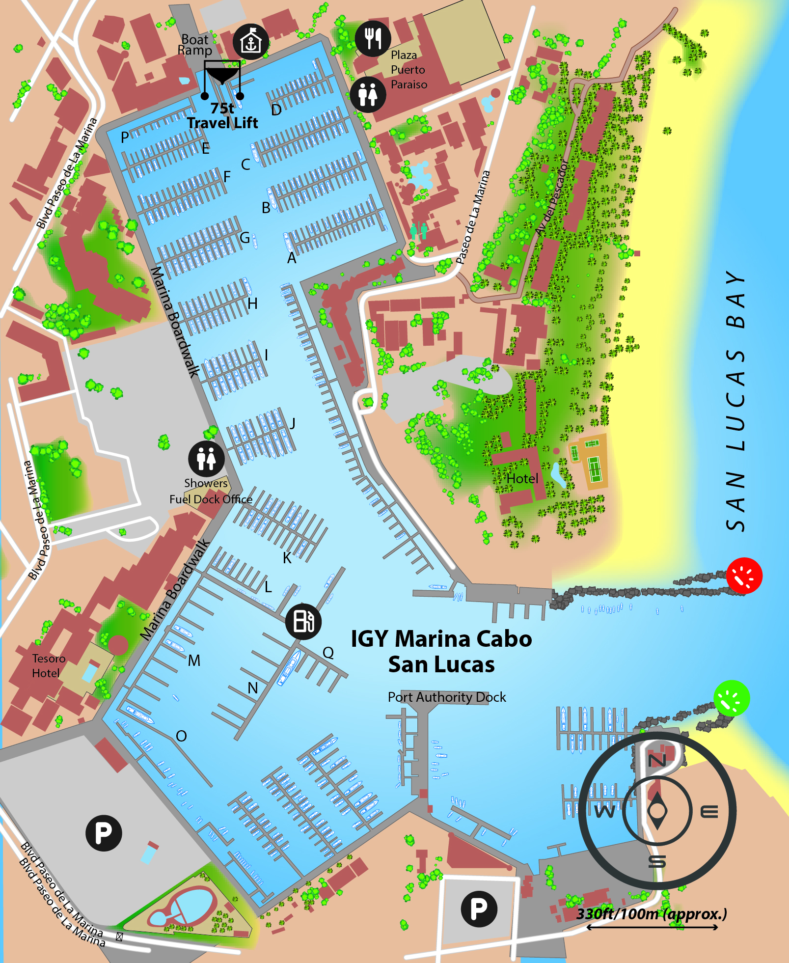 Marina map of IGY Marina Cabo San Lucas in Baja California Sur, Mexico