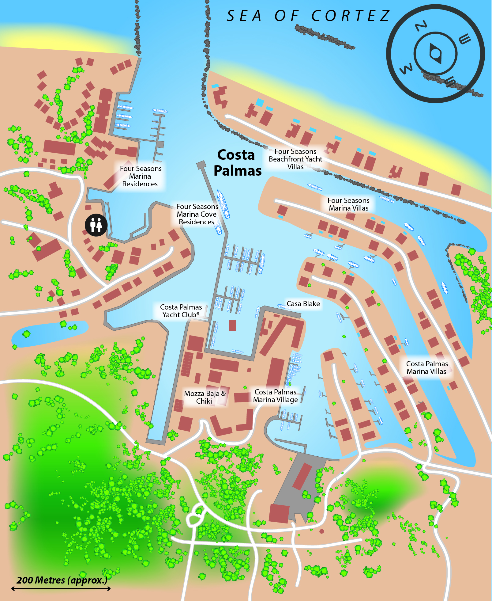 Marina map of Costa Palmas Los Cabos in Baja California Sur, Mexico