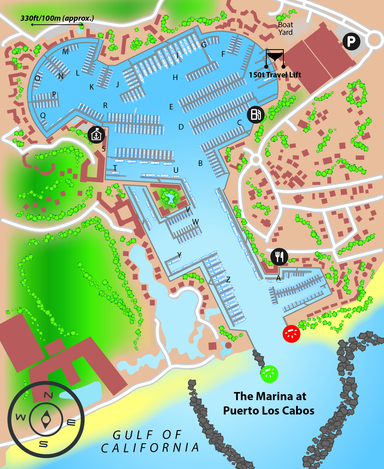 Marina map of The Marina At Puerto Los Cabos in Baja California Sur, Mexico