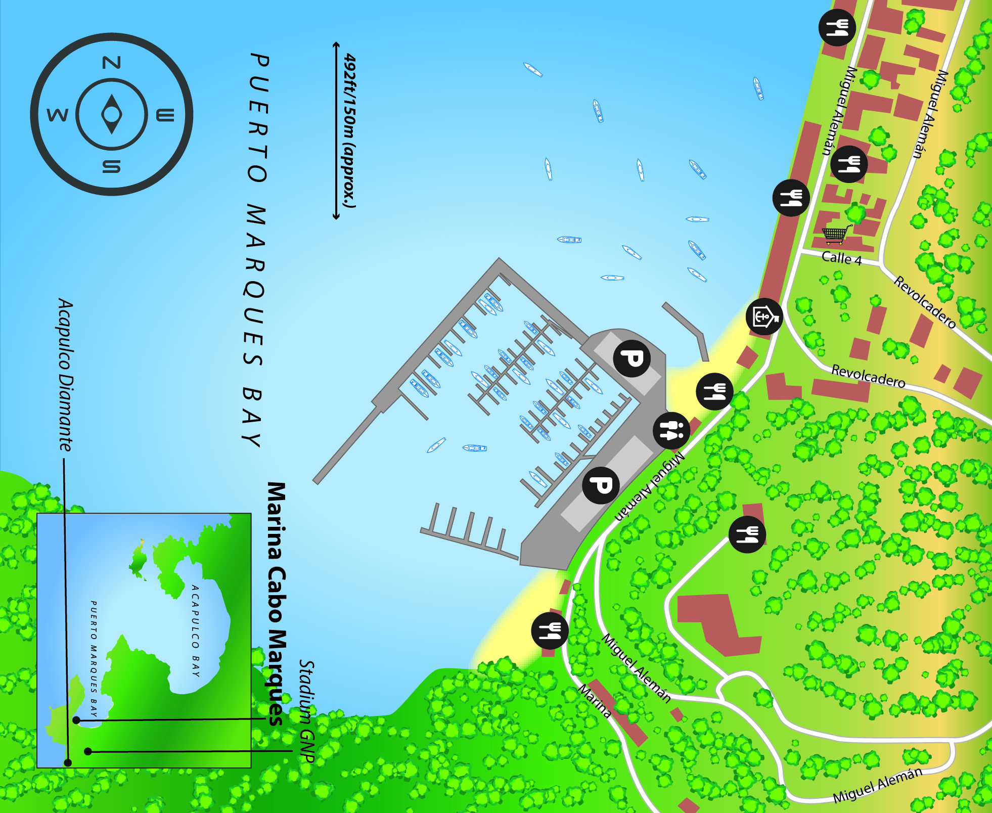 Marina map of Marina Cabo Marques in Guerrero, Mexico