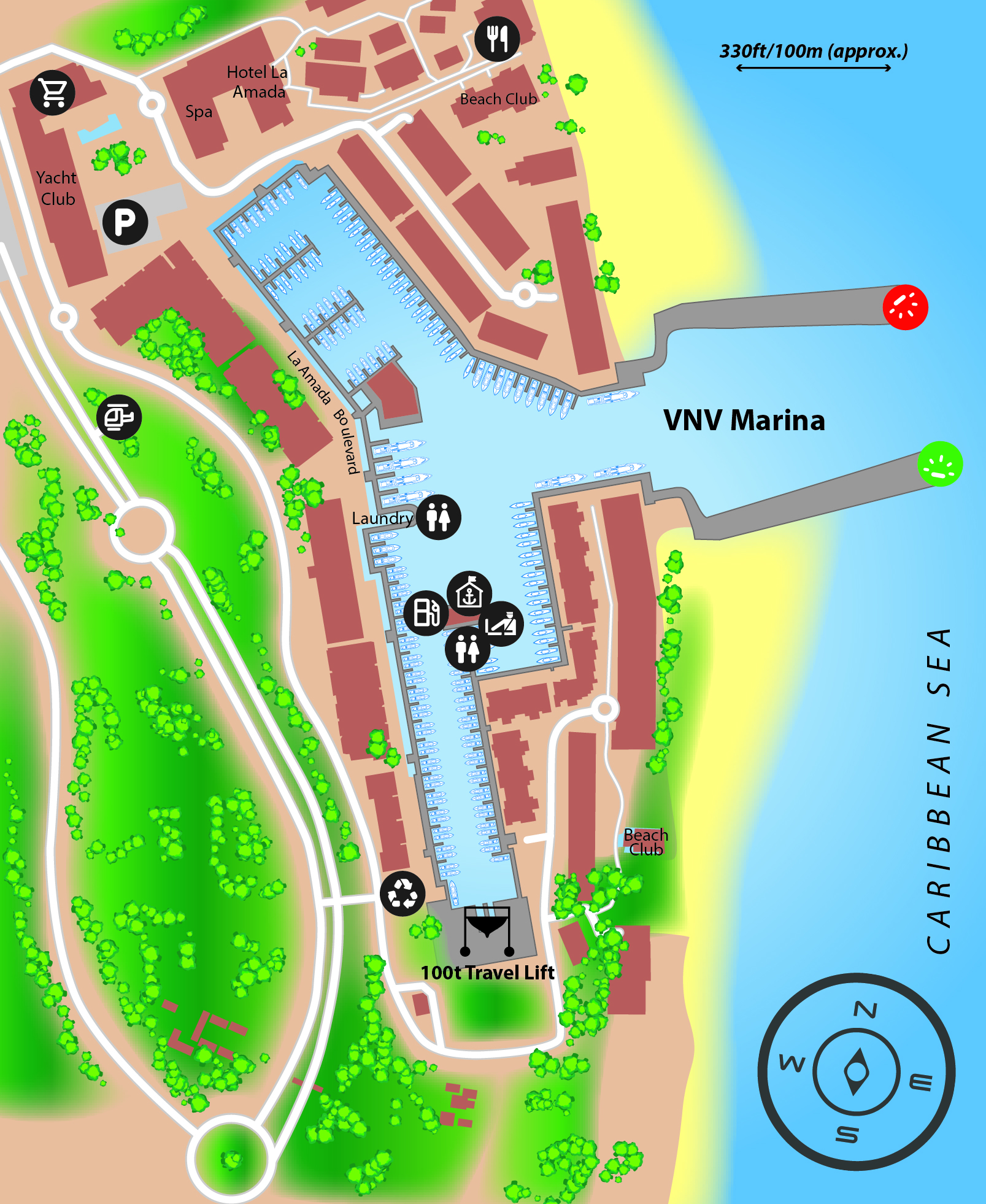 Marina map of VNV Marina in Quintana Roo, Mexico
