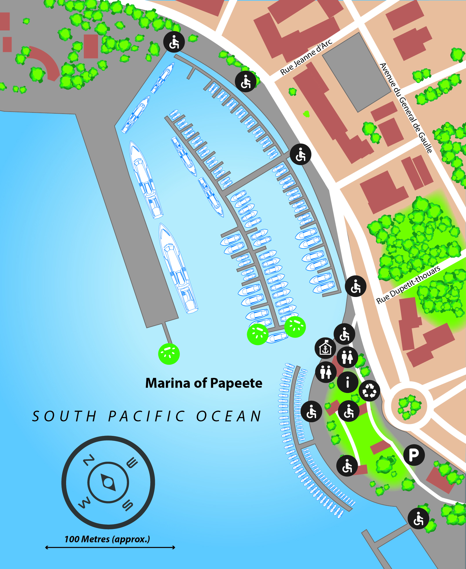 Marina map of Port Autonome de Papeete in Tahiti, French Polynesia